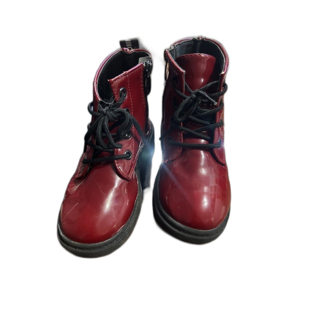 Toddler‎  Combat Boots with Zipper Maroon size 12